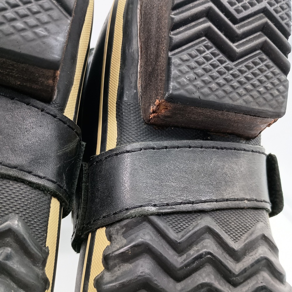 Sorel Conquest Carly Black Leather Rubber Tall Boots Womens 6.5 Rain Winter - Picture 10 of 14